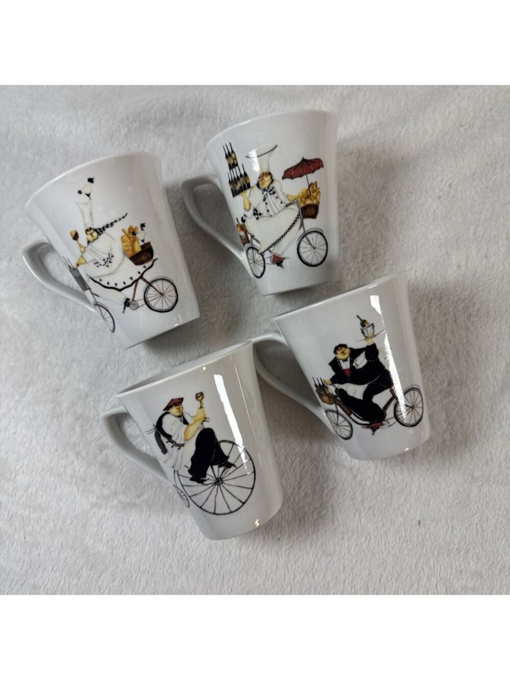 ONEIDA Kitchen Chefs to Go Set 4 Coffee Mugs 2004 Jennifer Garant Stoneware